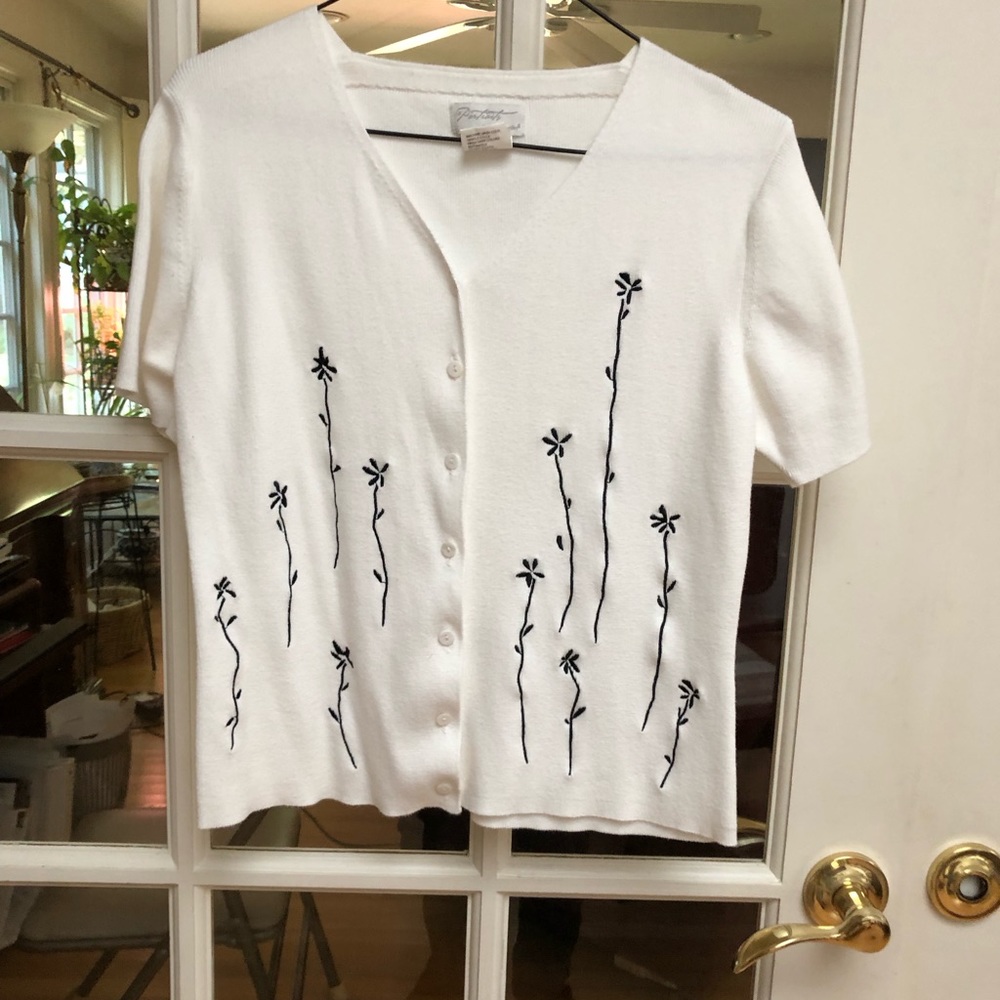 White shirt sleeve sweater